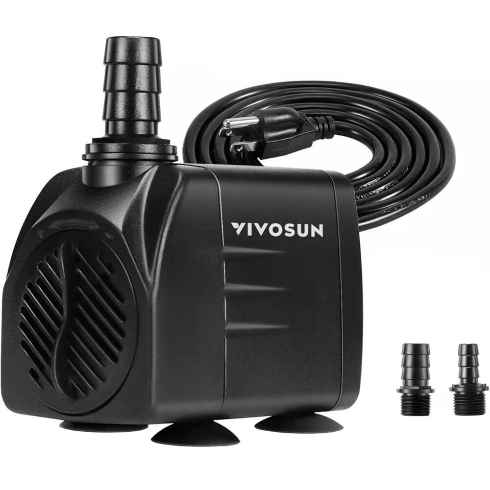 VIVOSUN 480GPH Submersible Pump(1800L/H, 25W), Ultra Quiet Water Pump with 7.2ft